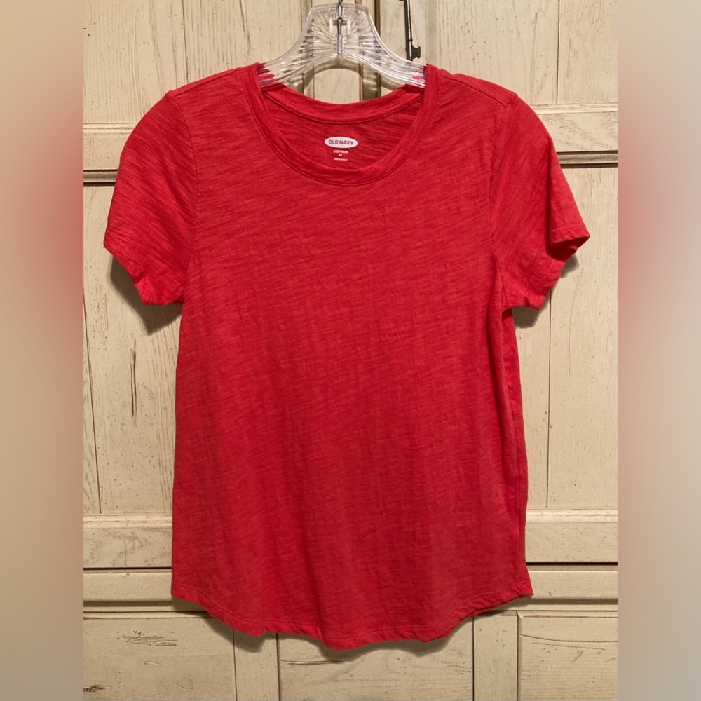 Old Navy Coral/Melon SS V-Neck Everywear T-Shirt XS
